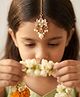 CHOKO Kundan & Pearl Embellished Floral Designed Maang Teeka - Golden & White