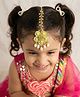 CHOKO Stone & Pearls Embellished Floral Designed Maang Teeka - Golden Yellow & White