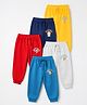 Babyhug Cotton Jersey Knit Full Length Track Pants With Animal Print Pack Of 5 - Blue White Red Yellow & Navy Blue