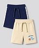 Babyhug 100% Cotton Jersey Knit Shorts With Dinosaur & Text Print Pack of 2 - Navy Blue & Cream