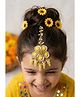 CHOKO  Beads & Pearl Embellished Floral Designed Maang Teeka - Yellow & White