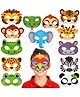 Zyozi Animal Theme Face Masks for Kids, Jungle Safari Theme Birthday Party Decorations Item, Multicolor - 14 Pcs