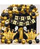 Zyozi 1st Birthday Decorations Combo-Black & Gold Theme Birthday Kit - Pack Of 63