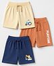 Babyhug 100% Cotton Single Jersey Knit Shorts with Tractor Print in Orange Blue & Cream Pack of 3
