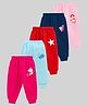 Kuchipoo Knit Full Length Lounge Pant with Unicorn & Butterfly Print Pack of 5 - Sky Blue Pink & Red