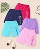 Kuchipoo Cotton Knit Shorts With Animal Unicorn & Sea Life Print Pack Of 5 -  Pink Navy Blue Lavender