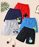 Kuchipoo Cotton Blend Knit Shorts with Vehicles & Animal  Print Pack of 5 - Red Navy Blue & Black