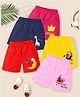 KUCHIPOO Cotton Knit Shorts With Duck Giraffe Crown & Moon Print Pack Of 5 - Yellow Red & Navy Blue