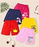 KUCHIPOO Cotton Knit Shorts With Unicorn Crown & Birds Print Pack of 5 - Pink
