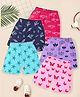 Kuchipoo Cotton Blend Knit Shorts with Hearts Stars & Birds Print Pack of 5 - Blue Pink & Lilac