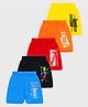 Kuchipoo Cotton Blend Knit Shorts with Skateboard  & Text Print Pack of 5 - Black Blue & Red