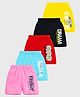 KUCHIPOO Knit Shorts With Floral & Text Print Pack Of 5 - Black Red & Yellow