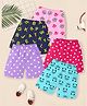 Kuchipoo Cotton Blend Knit Shorts with Panda Stars & Alphabets Print Pack of 5 - Pink Blue & Black