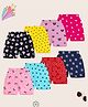Kuchipoo Cotton Blend Knit Shorts with Polka Dots Stars & Floral Print Pack of 8 - Lilac Pink & Black