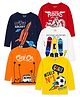 KUCHIPOO Cotton Knit Full Sleeves Skateboards & Space Rocket Printed T-shirts Pack Of 5 - Red Orange & Yellow