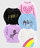 Kuchipoo Cotton Knit T-Shirts with Full Sleeves Unicorn & Stars Print in Pink Pack of 5 for 12-24 Months