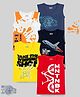 Kuchipoo Knit Sleeveless Text & Car Printed Tank T-Shirt Pack of 5 - Red Black & White