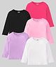 KUCHIPOO Knit Full Sleeves Solid T-Shirts Pack of 5 - White Pink & Black
