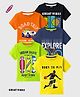 Kuchipoo Knit Half Sleeves Text & Car Printed T-Shirt Pack of 5 -Orange Black & Blue