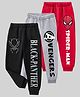 Kuchipoo Cotton Blend Knit Pack of 3 Marvel Avengers Featuring Spiderman & Black Panther Printed Pants - Red Grey & Black