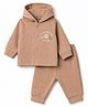 I Bears Fleece Knit Full Sleeves Bear Printed Hooded Winter Wear Suit - Pink