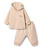 I Bears Fleece Knit Full Sleeves Bear Printed Hooded Winter Wear Suit - Peach