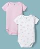 I Bears Interlock Knit Half Sleeves Onesies With Bear Print Pack of 2 - White & Pink