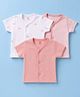 CUCUMBER Sinker Knit Half Sleeves Striped Jhablas With Floral Printed Pack Of 3 - Pink & White