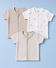 CUCUMBER Sinker Knit Half Sleeves Striped Jhablas With Helicopter Printed Pack Of 3 - White & Light Brown