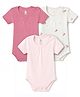 I Bears Interlock Knit Half Sleeves Onesies With Floral Print Pack of 2 - White & Pink