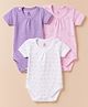 I Bears Interlock Knit Half Sleeves Striped Onesies With Floral Print Pack of 3 - White & Pink