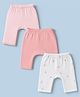 I Bears Interlock Knit Full Length Striped Diaper Leggings With Floral Print Pack of 3 - White, Pink & Peach