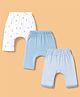 I Bears Interlock Knit Full Length Striped Diaper Leggings With Duck Print Pack of 3 - White, Blue & Light Blue