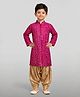 Vastramay Rayon Woven Full Sleeves Bandhani Printed Kurta & Patiala Set - Dark Pink