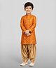 Vastramay Rayon Woven Full Sleeves Bandhani Printed Kurta & Patiala Set - Mustard