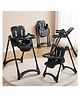 BAYBEE High Chair for Baby 6 to 18 Months, Height Adjustable with Reclining Backrest, Foldable, 5 Point Safety Harness, Double Removable Tray, Footrest & Lockable Wheels (Black)