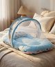 BAYBEE Muslin Cotton Baby Bedding Set for New Born with Mosquito Net, Portable Sleeping Nest, Soft Mattress & Pillow, Travel Bed for Boys Girls (Blue)