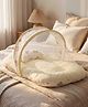 BAYBEE Muslin Cotton Baby Bedding Set for New Born with Mosquito Net, Portable Sleeping Nest, Soft Mattress & Pillow, Travel Bed for Boys Girls (Beige)