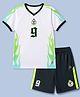 Pine Active Cotton Mixes Knit Half Sleeves T-shirt & Shorts Set With Football Club Text Print - White & Green
