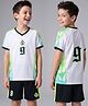 Pine Active Cotton Mixes Knit Half Sleeves T-shirt & Shorts Set With Football Club Text Print - White & Green