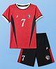 Pine Active Cotton Mixes Knit Half Sleeves T-shirt & Shorts Set With Korea Text Print - Red & Black