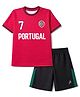 Pine Active Cotton Knit Half Sleeves T-Shirt & Shorts Set With Text Print - Red