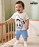 Babyoye Disney Single Jersey Knit Half Sleeves T-Shirt & Shorts Night Suit with Donald Duck Graphics - White