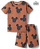 Babyoye Disney 100% Cotton Knit Half Sleeves Co-Ords T-Shirt & Shorts Night Suit - Brown