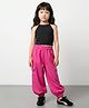 Taffykids Knitted Sleeveless Halterneck Crop Top & Joggers With Cargo Pockets - Black & Pink