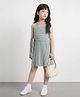 Taffykids Knit Sleeveless Striped Wrap Tie Up Frock - Green