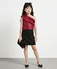 Taffykids Sleeveless One Shoulder Frill Detail Party Top &  Skirt Set - Red & Black