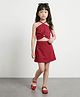 Taffykids Knitted Sleeveless Halterneck Top & Skirt Co-ord Set With Neck Cut - Out Detail - Red