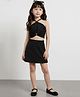 Taffykids Knitted Sleeveless Halterneck Top & Skirt Set With Neck Cut-Out Detail - Black