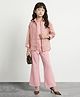 Taffykids Woven Three Forth Sleeves Shirt & Pant Set With Inner Tee - Peach
